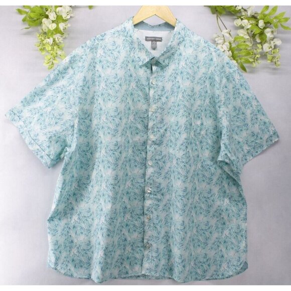 Geoffrey Beene Men's Short Sleeve Cotton Blend Button Up Shirt Blue Sz 2XL - Picture 1 of 8